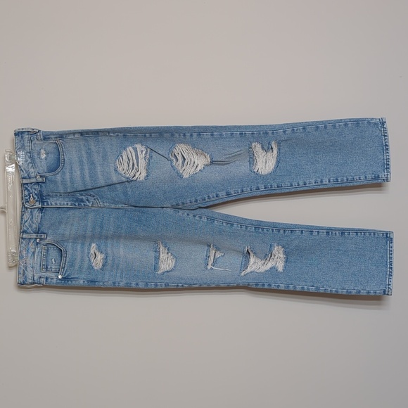 PacSun Ripped Mom Jeans Size 28 High Waist Straight Leg 100% Cotton Light Blue - Picture 3 of 12
